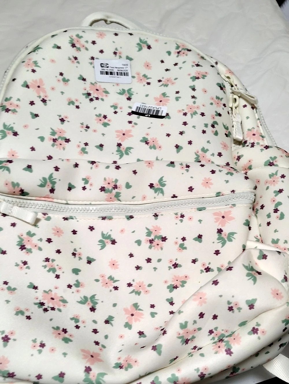 Floral Backpack in White & Pink